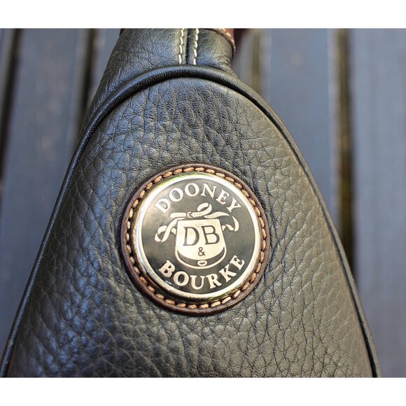 Dooney & Bourke Y2K Vintage - AWL - Short Strap Hobo Black + Brown Pebbled, USA - Picture 6 of 13